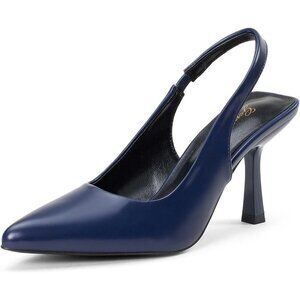 🆕Women's Blue Slingback Kitten Heel Pointed Closed Toe Stiletto Pumps Slip